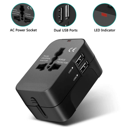 Universal Travel Adapter with Dual USB & USB-C Port