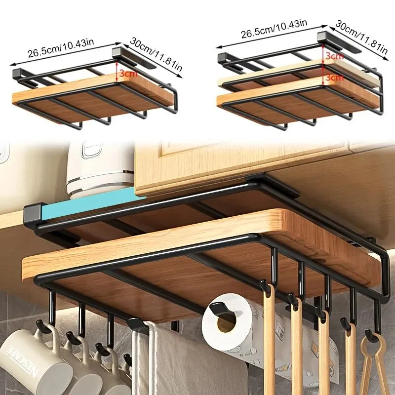 Kitchen Orgawiser Wooden Rack with optional Hooks