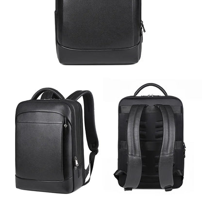 Leather Laptop Backpack with USB Charger